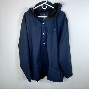 RAINS Hooded Button Down (Snap) Rain Jacket Sz L/XL (Unisex)
